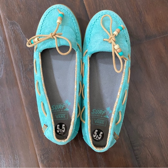 Vans Off The Wall Women's The Original Surf Siders Turquoise Size 5.5 - Picture 6 of 8